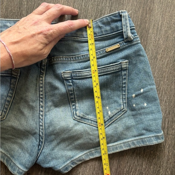 Stylish Blue Jean Shorts with Black Side Stripes - Picture 6 of 6